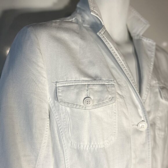 Talbots SZ M Linen Cotton Blend White Blazer / Jacket Essential Preppy Timeless - Picture 4 of 10